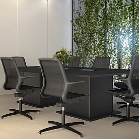 Qube XL Rectangular Boardroom and Conference Tables with Double Square Base