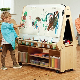 Arts and Design Mobile Double Sided 4 Station Easel with Storage Trolley