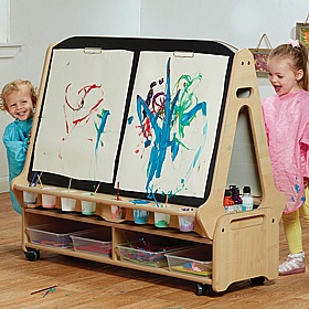 Arts and Design Mobile Double Sided 4 Station Easel with Storage Trolley - School Furniture