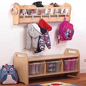 Little Hangers Nursery Wall Mounted Coat Hooks with Storage Cubby and Bench