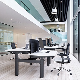 Progress Plus Electric Height Adjustable 2 Person Rectangular Back to Back Desks - Office Desks