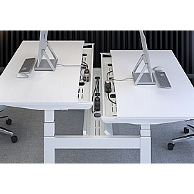 Progress Plus Electric Height Adjustable 2 Person Rectangular Back to Back Desks - Office Desks