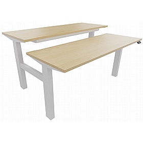 Progress Plus Electric Height Adjustable 2 Person Shallow Rectangular Back to Back Desks - Office Desks