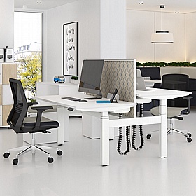 Progress Plus Electric Height Adjustable 2 Person Shallow Rectangular Back to Back Desks - Office Desks