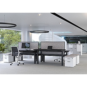 Progress Plus Electric Height Adjustable 2 Person Shallow Rectangular Back to Back Desks - Office Desks