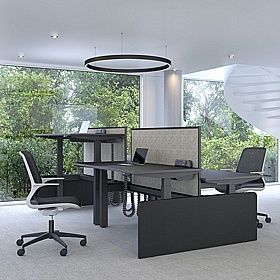 Progress Plus Electric Height Adjustable 2 Person Shallow Rectangular Back to Back Desks - Office Desks