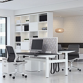 Progress Plus Electric Height Adjustable 2 Person Shallow Rectangular Back to Back Desks - Office Desks