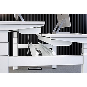 Progress Plus Electric Height Adjustable 2 Person Shallow Rectangular Back to Back Desks - Office Desks