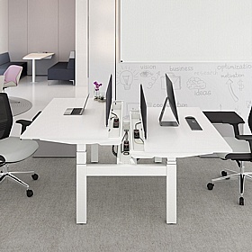 Progress Plus Electric Height Adjustable 2 Person Shallow Rectangular Back to Back Desks - Office Desks