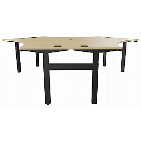 Progress Plus Electric Height Adjustable 3 Person Cluster Office Desks - Office Desks