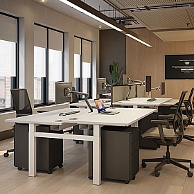 Progress Lite Crank Height Adjustable 2 Person Rectangular Back to Back Desks - Office Desks