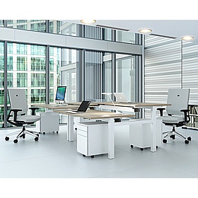 Progress Lite Crank Height Adjustable 2 Person Rectangular Back to Back Desks - Office Desks