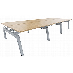 Linnea Elevate 6 Person Rectangular Back to Back Sliding Top Bench Desks - Office Desks