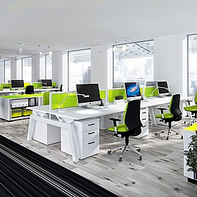 Linnea Elevate 6 Person Rectangular Back to Back Sliding Top Bench Desks