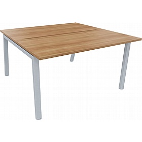 Linnea 2 Person Shallow A-Frame Rectangular Back to Back Sliding Top Bench Desks