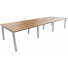 Linnea 6 Person Shallow A-Frame Rectangular Back to Back Sliding Top Bench Desks