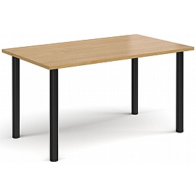 Rectangular Radial Leg Meeting Table 1400W x 800D x 725. Black Legs. Oak Top