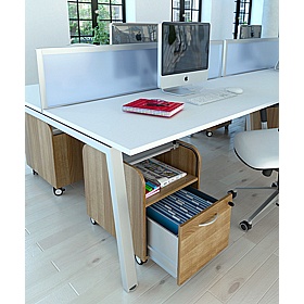 Linnea 2 Person A-Frame Rectangular Back to Back Sliding Top Bench Desks - Office Desks