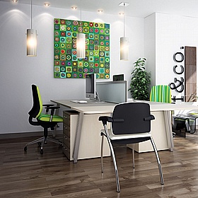 Linnea 2 Person A-Frame Rectangular Back to Back Sliding Top Bench Desks - Office Desks