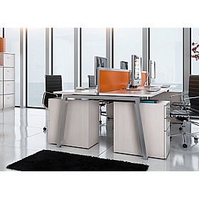 Linnea 2 Person A-Frame Rectangular Back to Back Sliding Top Bench Desks - Office Desks