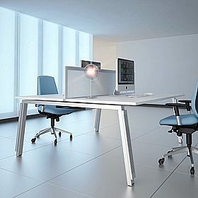 Linnea 2 Person Shallow A-Frame Rectangular Back to Back Sliding Top Bench Desks - Office Desks