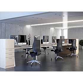 Linnea 4 Person A-Frame Rectangular Back to Back Sliding Top Bench Desks - Office Desks