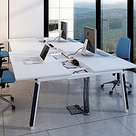 Linnea 4 Person A-Frame Rectangular Back to Back Sliding Top Bench Desks - Office Desks
