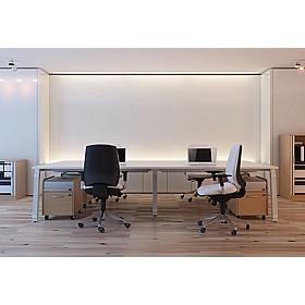 Linnea 4 Person Shallow A-Frame Rectangular Back to Back Sliding Top Bench Desks - Office Desks