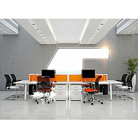 Linnea 4 Person Shallow A-Frame Rectangular Back to Back Sliding Top Bench Desks - Office Desks