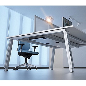 Linnea 6 Person Shallow A-Frame Rectangular Back to Back Sliding Top Bench Desks - Office Desks