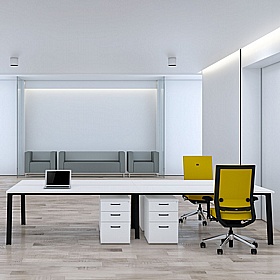 Linnea 4 Person Shallow A-Frame Rectangular Back to Back Sliding Top Bench Desks - Office Desks