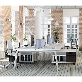 Linnea 4 Person A-Frame Rectangular Back to Back Sliding Top Bench Desks - Office Desks