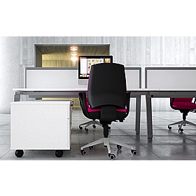Linnea 4 Person Shallow A-Frame Rectangular Back to Back Sliding Top Bench Desks - Office Desks