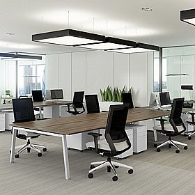 Linnea 6 Person A-Frame Rectangular Back to Back Sliding Top Bench Desks - Office Desks