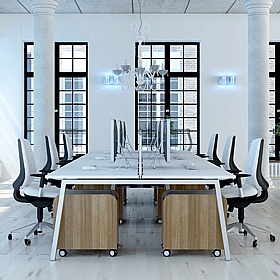 Linnea 6 Person A-Frame Rectangular Back to Back Sliding Top Bench Desks - Office Desks