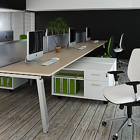 Linnea 6 Person A-Frame Rectangular Back to Back Sliding Top Bench Desks - Office Desks
