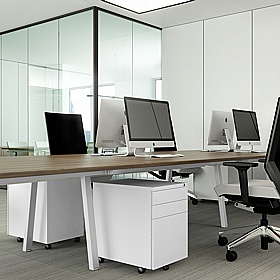 Linnea 6 Person Shallow A-Frame Rectangular Back to Back Sliding Top Bench Desks - Office Desks