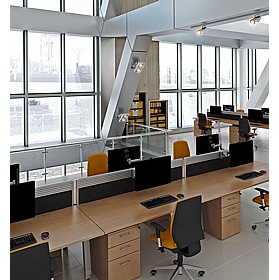 Linnea 6 Person Shallow A-Frame Rectangular Back to Back Sliding Top Bench Desks - Office Desks