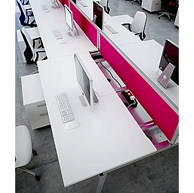 Linnea 6 Person Shallow A-Frame Rectangular Back to Back Sliding Top Bench Desks - Office Desks