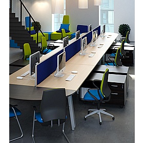 Linnea 6 Person Shallow A-Frame Rectangular Back to Back Sliding Top Bench Desks - Office Desks