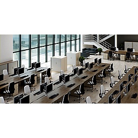 Linnea A-Frame Rectangular Back to Back Sliding Top Bench Extension Desks - Office Desks