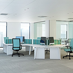 Linnea 3 Person Cluster A-Frame Extension Desks - Office Desks