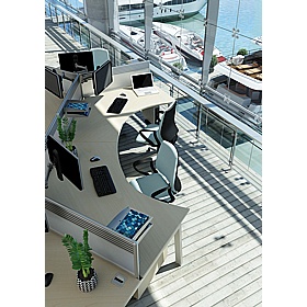 Linnea 3 Person Cluster A-Frame Bench Desks - Office Desks