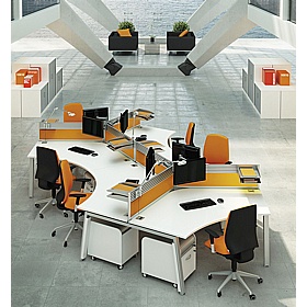 Linnea 3 Person Cluster A-Frame Bench Desks - Office Desks