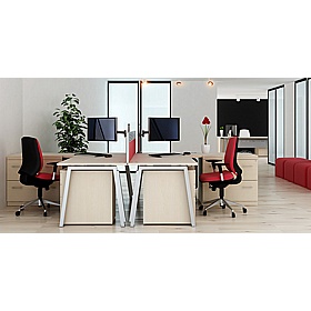 Linnea A-Frame Shallow Wave Bench Desks - Office Desks