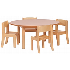Teeny Tots Large Circular Table and Stacking Chair Sets - School Furniture
