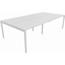 Linux II 4 Person Rectangular Back to Back Bench Desks - Office Desks