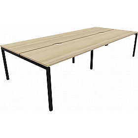 Linux II 4 Person Rectangular Back to Back Bench Desks - Office Desks