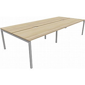 Linux II 4 Person Rectangular Back to Back Bench Desks - Office Desks
