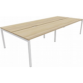 Linux II 4 Person Rectangular Back to Back Bench Desks - Office Desks